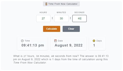 42 hours from now|time from now calculator.